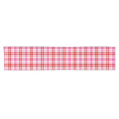 Wit rood roze geruit tartan ontwerp korte tafelloper (Horizontaal)