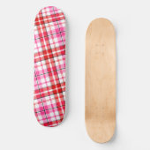 Wit rood roze geruit tartan ontwerp  persoonlijk skateboard (Voorkant)