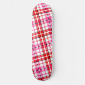 Wit rood roze geruit tartan ontwerp  persoonlijk skateboard (Voorkant)