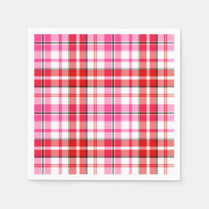 Wit rood roze geruit tartan ontwerp  servet
