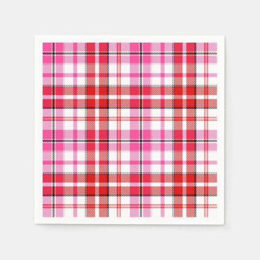Wit rood roze geruit tartan ontwerp servet (Voorkant)