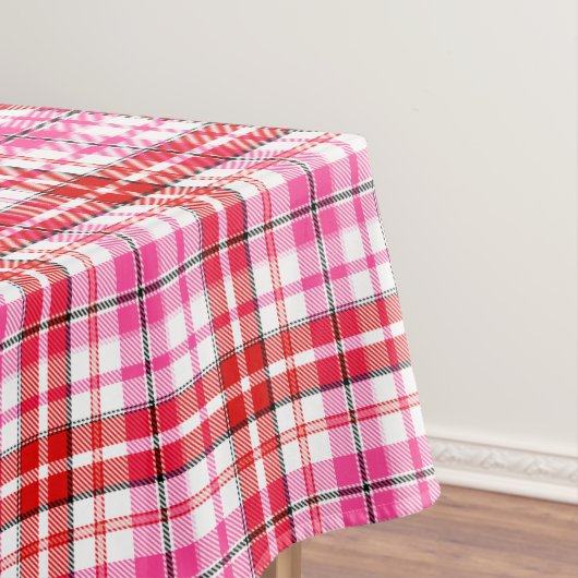 Wit rood roze geruit tartan ontwerp  tafelkleed (Voorbeeld)