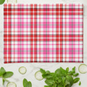 Wit rood roze geruit tartan ontwerp theedoek (Gevouwen)