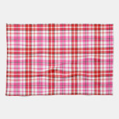 Wit rood roze geruit tartan ontwerp theedoek (Horizontaal)
