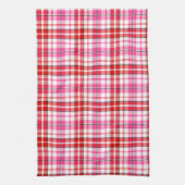 Wit rood roze geruit tartan ontwerp theedoek (Verticaal)