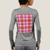 Wit rood roze geruit tartan ontwerp  Tri-Blend shirt (Achterkant)