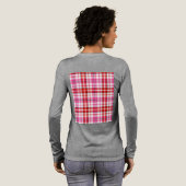 Wit rood roze geruit tartan ontwerp  Tri-Blend shirt (Achterkant)
