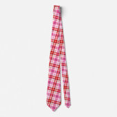 Wit Rood Roze Geruite Schotse Ruit Design Stropdas (Voorkant)