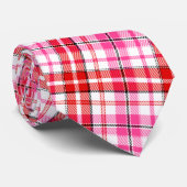 Wit Rood Roze Geruite Schotse Ruit Design Stropdas (Opgerold)