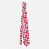 Wit Rood Roze Geruite Schotse Ruit Design Stropdas (Achterkant)