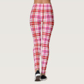 Wit Rood Roze Geruite Tartan Design Leggings (Achterkant)