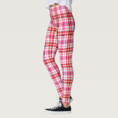 Wit Rood Roze Geruite Tartan Design Leggings (Links)