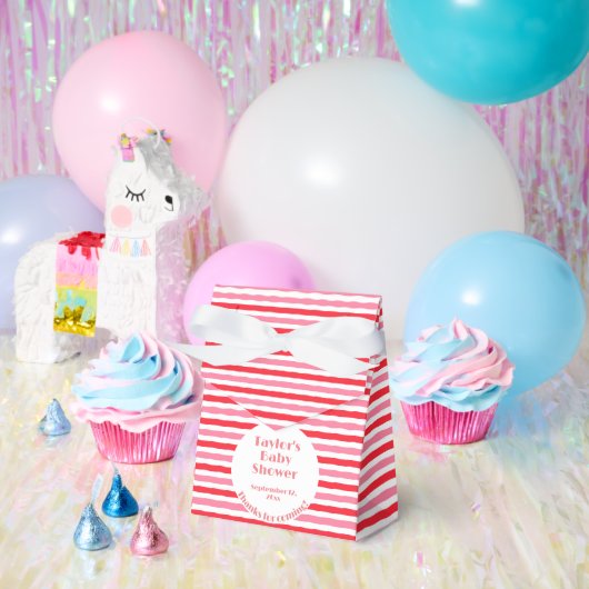Wit Rood Roze Strepen Baby shower Bedankdoosjes (Feest)