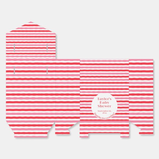 Wit Rood Roze Strepen Baby shower Bedankdoosjes (Ongevouwen)