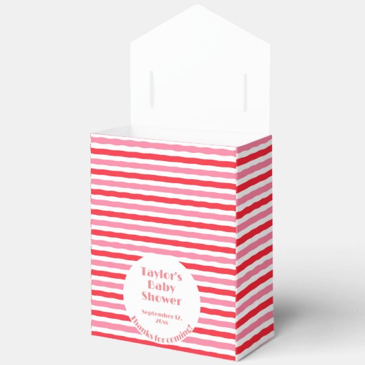 Wit Rood Roze Strepen Baby shower Bedankdoosjes (Open)