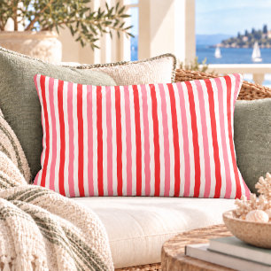 Wit Rood Roze Zomer Strepen Accent Kussen