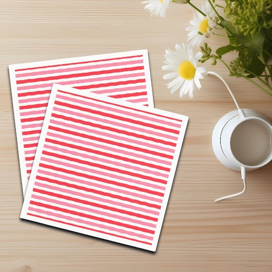 Wit Rood Roze Zomerstrepen Servet