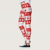 Wit & Rood Santa Gezicht en Sneeuwmanpatroon Volle Leggings (Links)