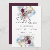 WIT ROOD & SINAASAPPEL BLOEMELEGANT SAVE OUR DATE AANKONDIGING (Voorkant / Achterkant)