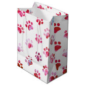 Wit Rood Textuur Pootafdruk Patroon Medium Cadeauzakje (Voorkant Gekanteld)