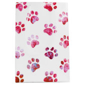 Wit Rood Textuur Pootafdruk Patroon Medium Cadeauzakje (Voorkant)