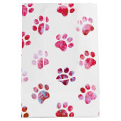 Wit Rood Textuur Pootafdruk Patroon Medium Cadeauzakje (Achterkant)