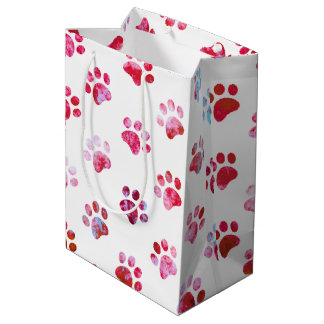 Wit Rood Textuur Pootafdruk Patroon Medium Cadeauzakje