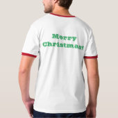 Wit/Rood Vrolijk Kerstfeest Wensen Gedrukt Ringer T-shirt (Achterkant)