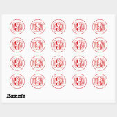 Wit Rood Wijnstok Script Monogram, Doe-het-zelf BG Ronde Sticker (Vel)