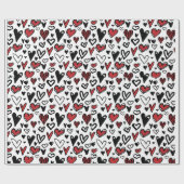 wit rood zwart cadeaupapier (Vlak)