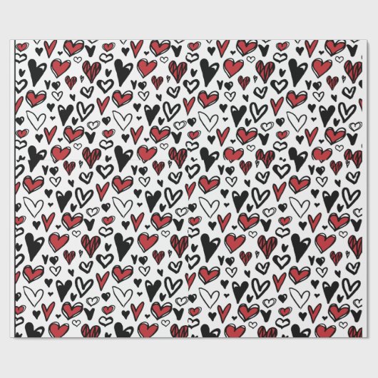 wit rood zwart cadeaupapier (Vlak)