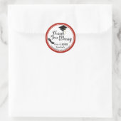 Wit Rood Zwart Klasse van 2025 Afstuderen Bedankt Ronde Sticker (Tas)