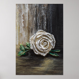 Wit Roos Acrylschildering  Poster