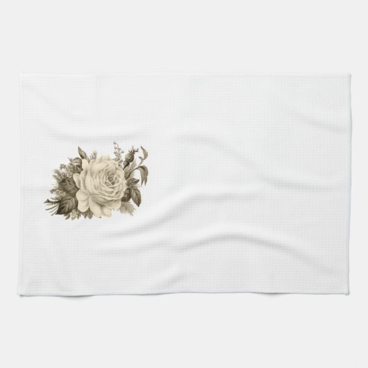  wit roos bloemenkeuken handdoek (Horizontaal)