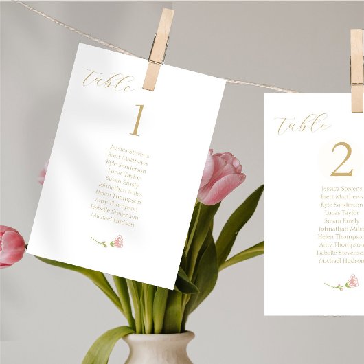 Wit | Roos bruiloft gastenlijst tafelnummer