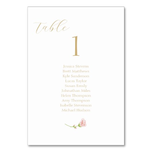 Wit | Roos bruiloft gastenlijst tafelnummer (Voorkant)