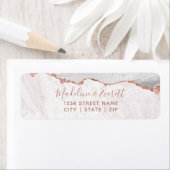 Wit & Roos Gold Agaat Bruiloft Retouradres Etiket (Insitu)