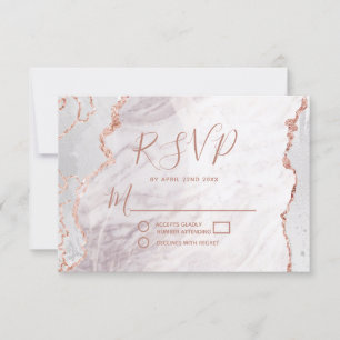 Wit & Roos Gold Agaat Bruiloft RSVP Reactie Kaartje