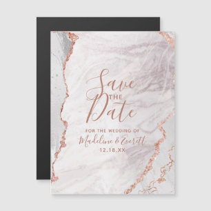 Wit & Roos Gold Agaat Bruiloft Save the Date Magnetische Uitnodiging