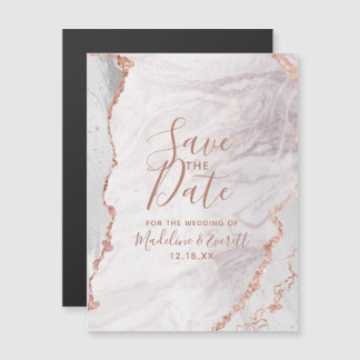 Wit & Roos Gold Agaat Bruiloft Save the Date Magnetische Uitnodiging