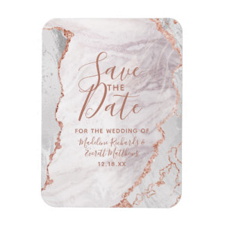 Wit & Roos Gold Agaat Folie Save the Date Bruiloft Magneet