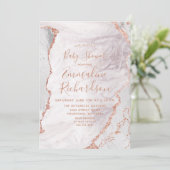 Wit & Roos Gold Agaat Marmer Baby shower Kaart (Staand voorkant)