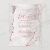 Wit & Roos Gold Agaat Marmer Bruiloft Details Informatiekaartje (Voorkant)