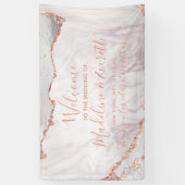 Wit & Roos Gold Agaat Marmer Bruiloft Welkom Spandoek (Verticaal)