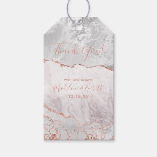 Wit & Roos Gold Agaat Marmer Folie Gilt Dank u Cadeaulabel (Voorkant)