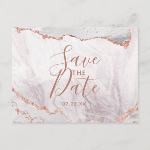Wit & Roos Gold Agaat Marmer Folie Save the Date Aankondigingskaart