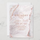 Wit & Roos Gold Agaat Marmer Folie Verjaardagsfees Kaart (Voorkant)