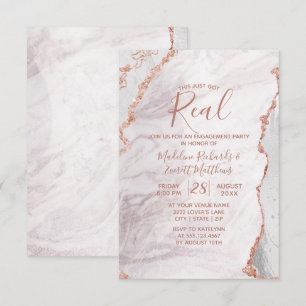 Wit & Roos Gold Agaat Marmer Verlovingsfeest Kaart