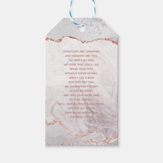 Wit & Roos Goud Agaat Gilt Bruids Display Douche Cadeaulabel (Voorkant)