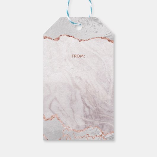 Wit & Roos Goud Agaat Gilt Bruids Display Douche Cadeaulabel (Achterkant)